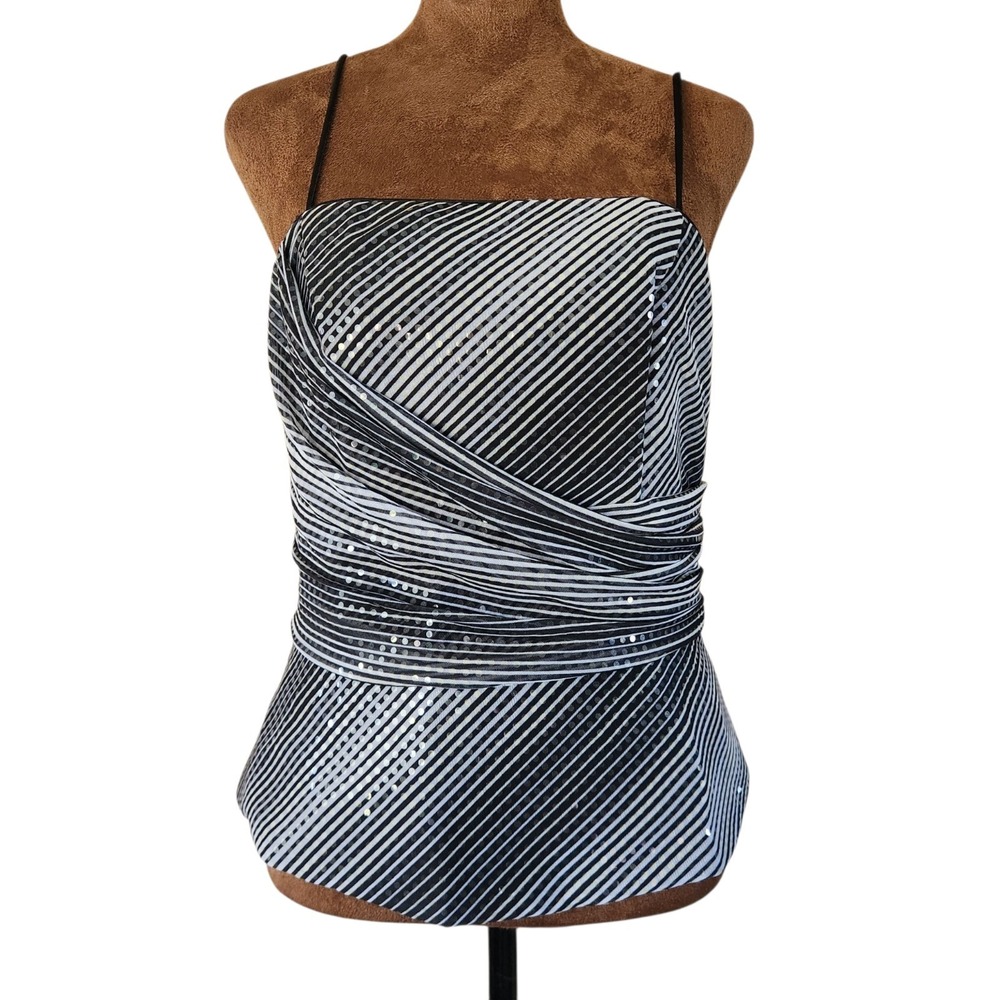 Y2K Aspeed Tank Top Size S Striped Sequins Shimmery‎ Lined Vintage Going Out